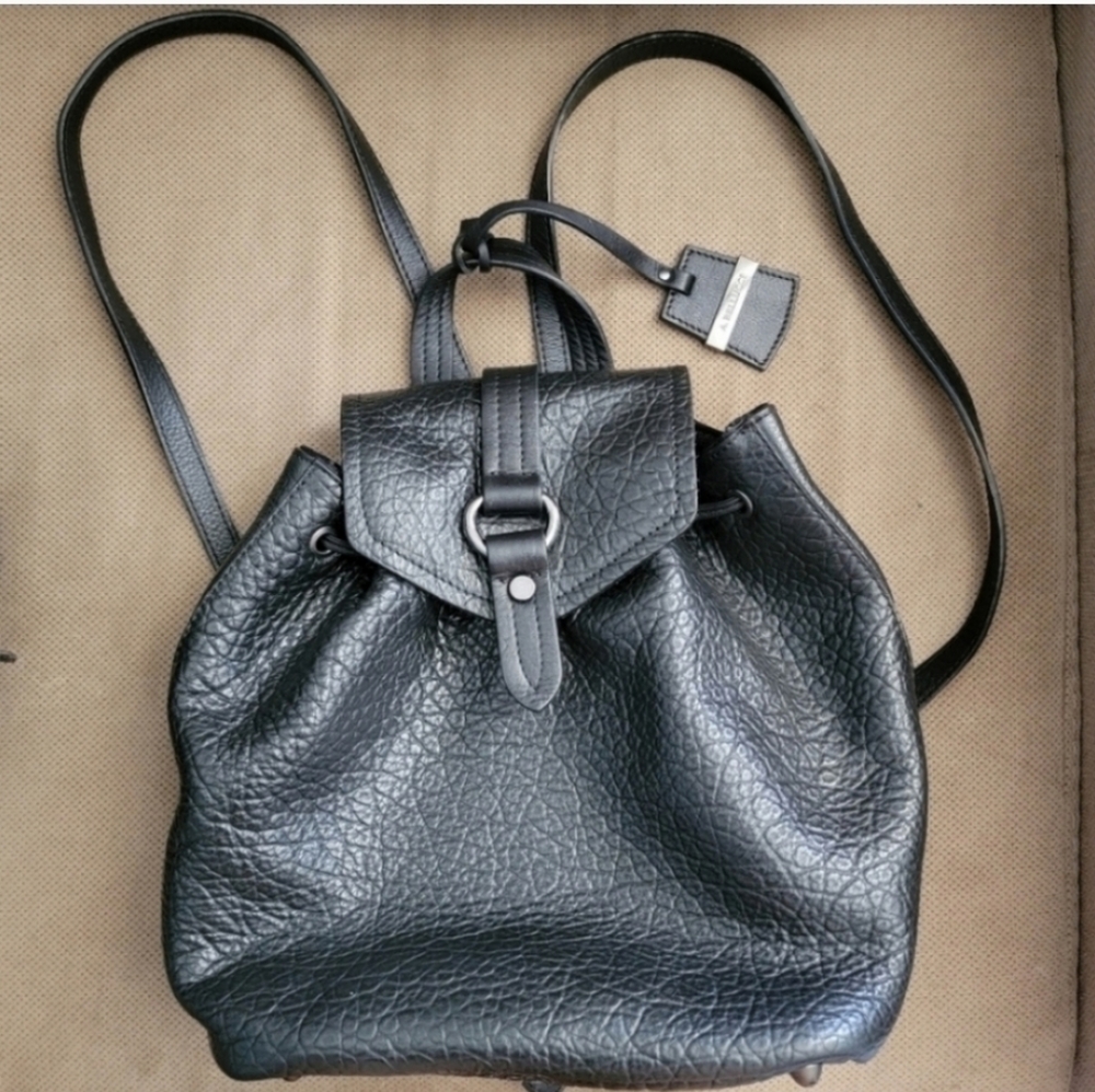 A. Bellucci Italy black leather drawstring backpack - Picture 13 of 13